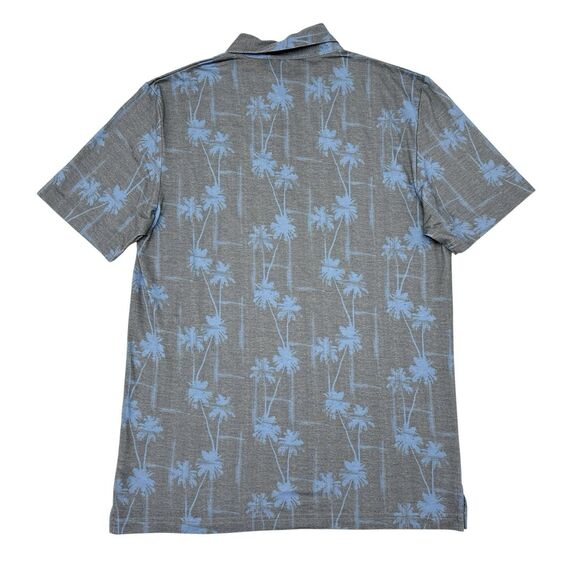 Travis Mathew Polo Shirt Men’s Size Medium Gray Blue Palm Tree Print Resort Golf - Picture 3 of 10